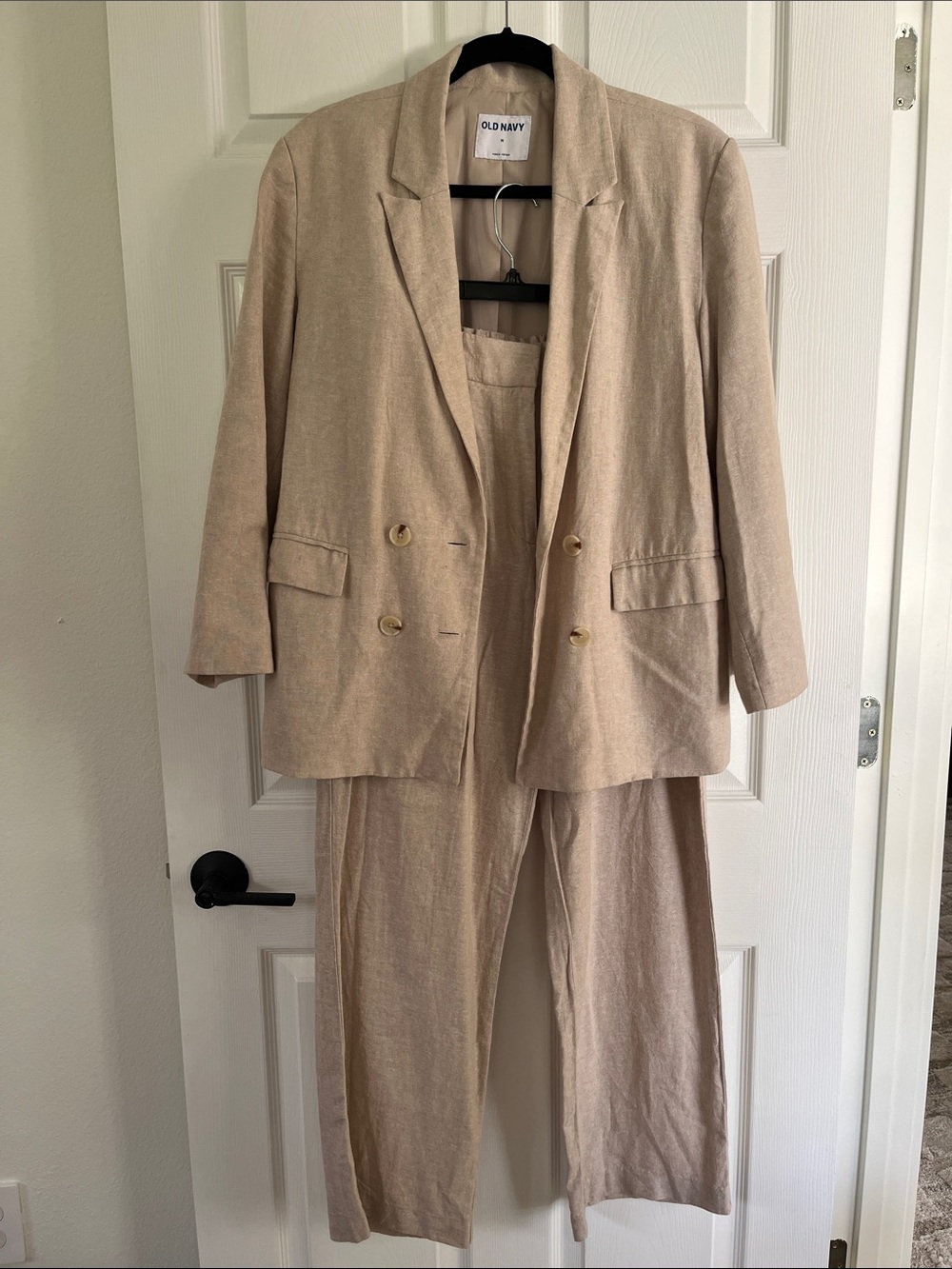 Old Navy Beige Linen Blazer and matching pants suit